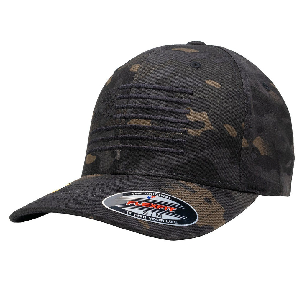 Blackout Edition American Flag Flexfit Hat Black / S/M