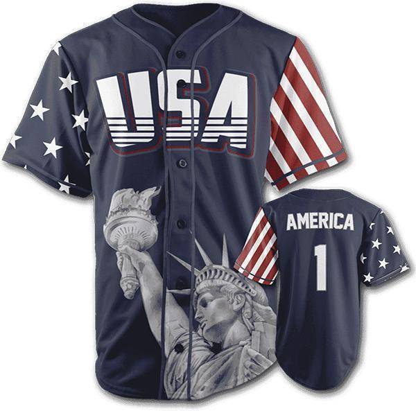 Blue America #1 Baseball Jersey - Greater Half