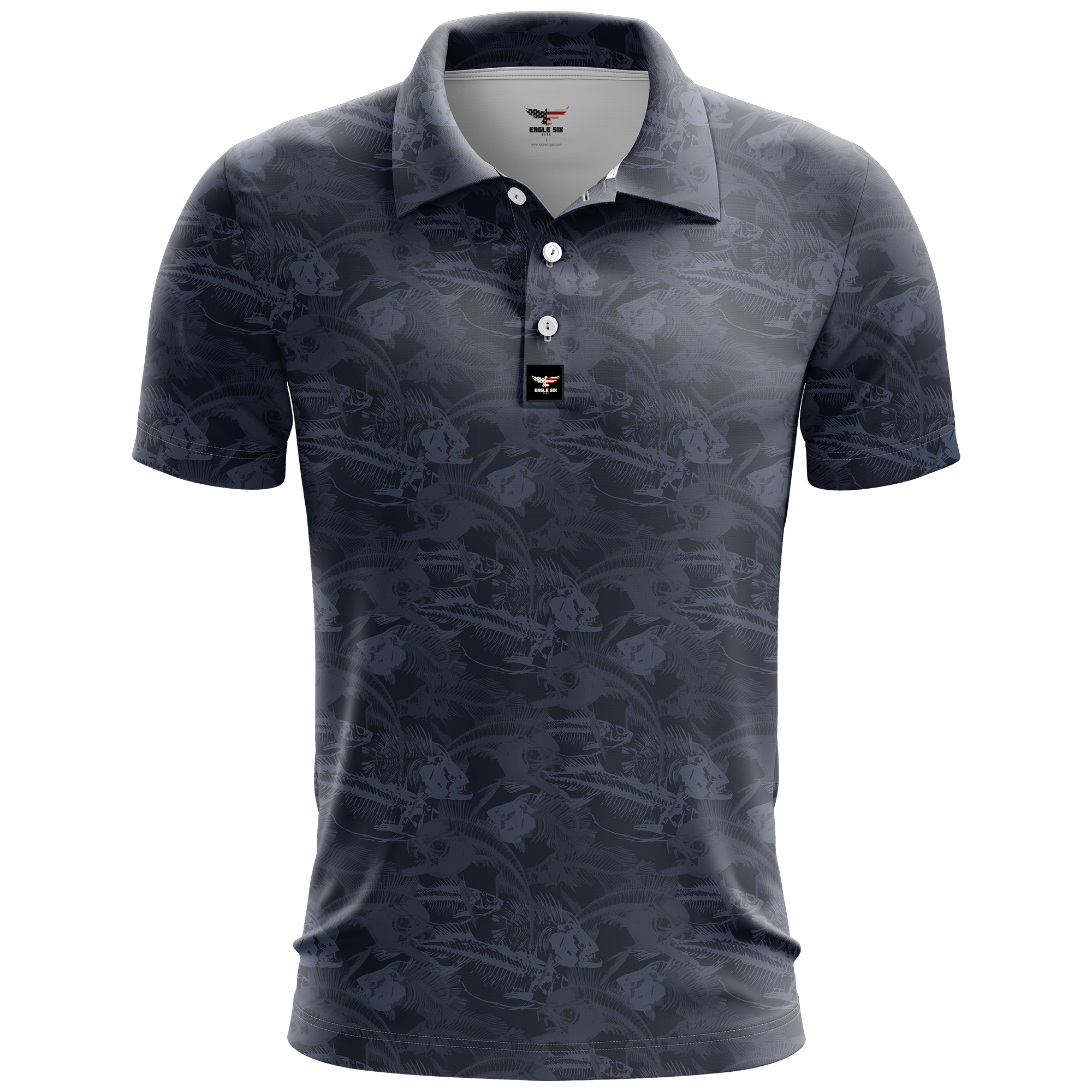 Midnight Bone Fish Golf Polo Shirt