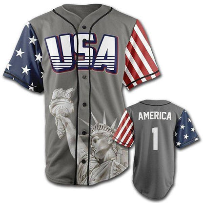 Grey America #1 Baseball Jersey - Greater Half