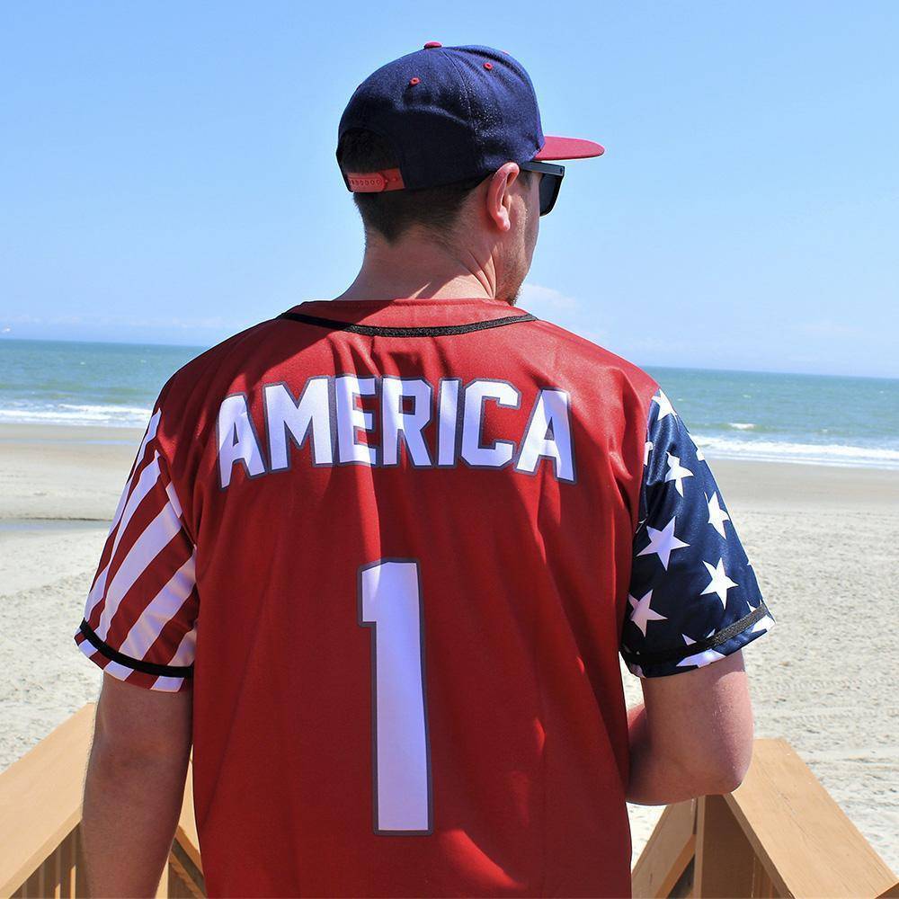 Red America #1 Baseball Jersey - Greater Half