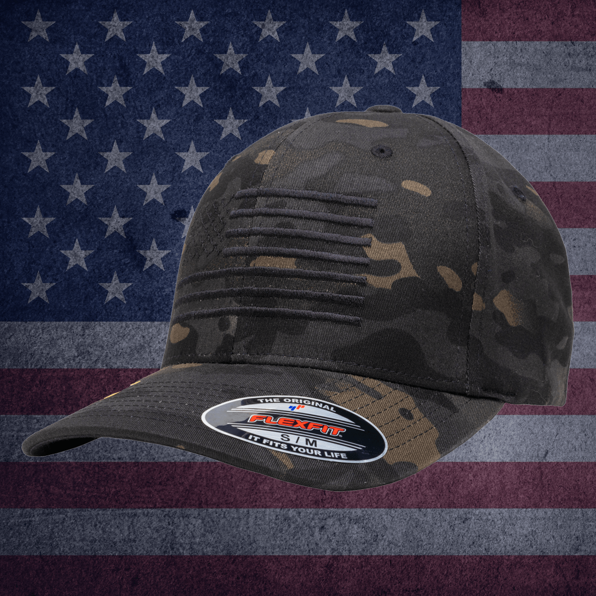 The Ultimate Black American Flag Hat - The Blackout FlexFit – Eagle Six Gear